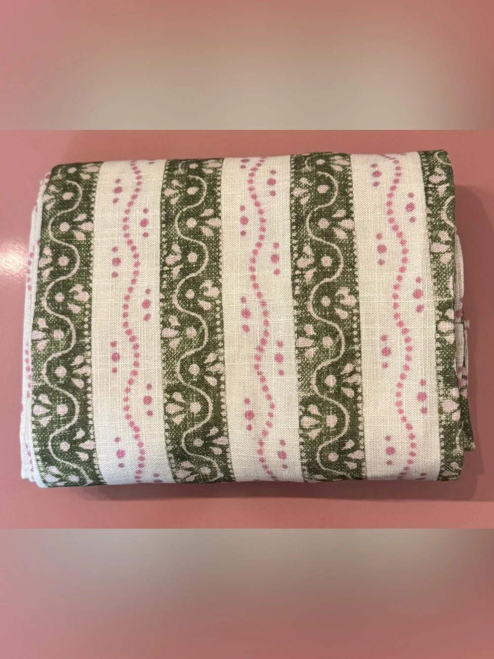 Anthropologie Ivy Cotton Printed Ruffle Stripe Shower Curtain, Green